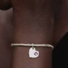 Oktober-Dangle Charm mit rosa Steinherz – Sterlingsilber