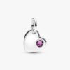 Oktober-Dangle Charm mit rosa Steinherz – Sterlingsilber