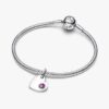 Oktober-Dangle Charm mit rosa Steinherz – Sterlingsilber