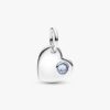 Oktober-Dangle Charm mit rosa Steinherz – Sterlingsilber