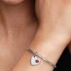 Oktober-Dangle Charm mit rosa Steinherz – Sterlingsilber