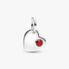 Oktober-Dangle Charm mit rosa Steinherz – Sterlingsilber