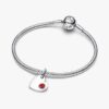 Oktober-Dangle Charm mit rosa Steinherz – Sterlingsilber