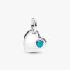 Oktober-Dangle Charm mit rosa Steinherz – Sterlingsilber