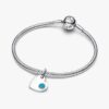 Oktober-Dangle Charm mit rosa Steinherz – Sterlingsilber