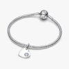 Oktober-Dangle Charm mit rosa Steinherz – Sterlingsilber
