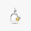 Oktober-Dangle Charm mit rosa Steinherz – Sterlingsilber