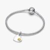 Oktober-Dangle Charm mit rosa Steinherz – Sterlingsilber