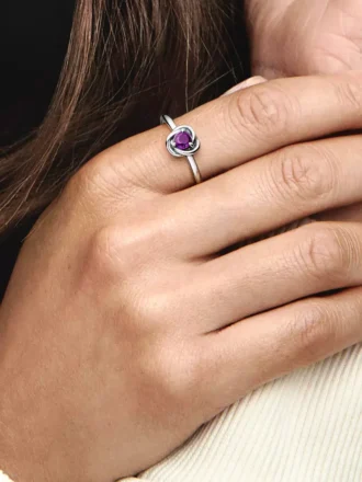 Februar: Lila Eternity Circle Ring aus Sterlingsilber