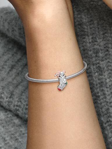 Festlicher Maus- und Strumpf-Charm – Sterlingsilber Festlicher Maus- und Strumpf-Charm – Sterlingsilber