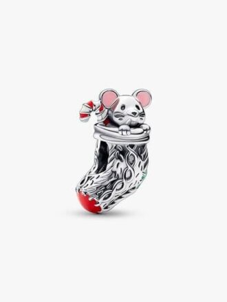Festlicher Maus- und Strumpf-Charm – Sterlingsilber