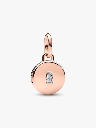 Öffnbarer & gravierbarer Locket-Dangle Charm – 14 Karat Roségold-Beschichtung Öffnbarer & gravierbarer Locket-Dangle Charm – 14 Karat Roségold-Beschichtung