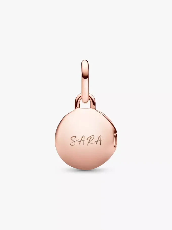 Öffnbarer & gravierbarer Love-Locket-Dangle Charm, 14 Karat Roségold-Beschichtung