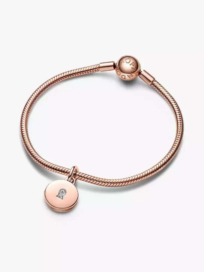 Öffnbarer & gravierbarer Love-Locket-Dangle Charm, 14 Karat Roségold-Beschichtung