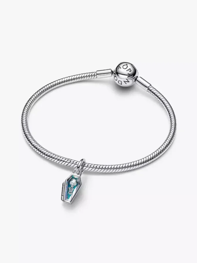 Öffnbarer, im Dunkeln leuchtender Sarg-Charm aus Sterlingsilber
