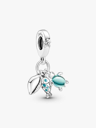 Fisch, Meeresschildkröte & Muschel – Dangle Charm – Sterlingsilber Fisch, Meeresschildkröte & Muschel – Dangle Charm – Sterlingsilber