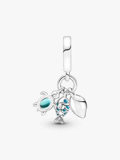 Fisch, Meeresschildkröte & Muschel – Dangle Charm – Sterlingsilber Fisch, Meeresschildkröte & Muschel – Dangle Charm – Sterlingsilber