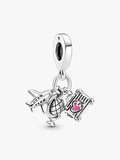 Flugzeug-, Globus- und Koffer-Dangle Charm – Sterlingsilber Flugzeug-, Globus- und Koffer-Dangle Charm – Sterlingsilber