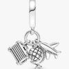 Flugzeug-, Globus- und Koffer-Dangle Charm – Sterlingsilber Flugzeug-, Globus- und Koffer-Dangle Charm – Sterlingsilber