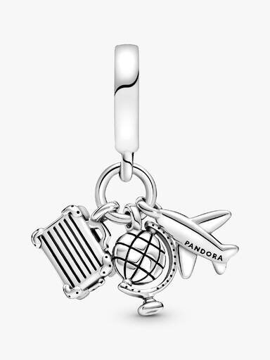 Flugzeug-, Globus- und Koffer-Dangle Charm – Sterlingsilber Flugzeug-, Globus- und Koffer-Dangle Charm – Sterlingsilber