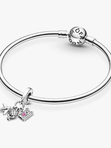 Flugzeug-, Globus- und Koffer-Dangle Charm – Sterlingsilber Flugzeug-, Globus- und Koffer-Dangle Charm – Sterlingsilber