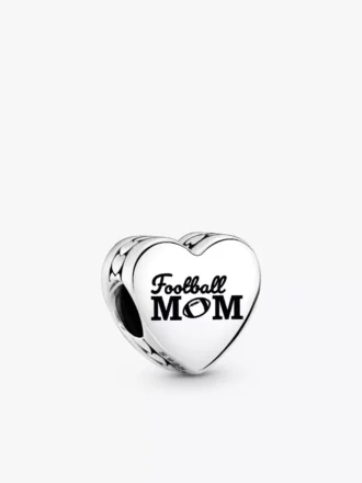 Football Mom Herz-Charm aus Sterlingsilber