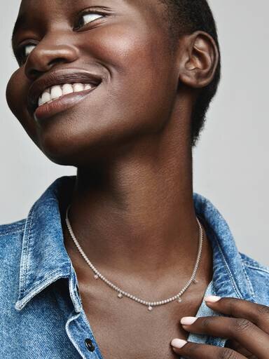 Funkelnde Drop-Collier-Halskette – Sterlingsilber Funkelnde Drop-Collier-Halskette – Sterlingsilber