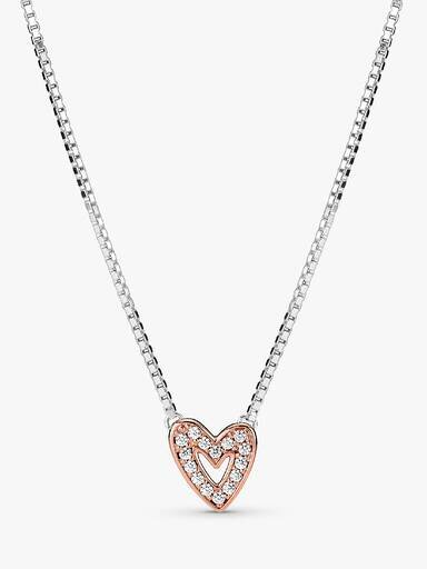 Funkelnde Freehand-Herz-Halskette – Sterlingsilber, 14 Karat Roségold-Beschichtung Funkelnde Freehand-Herz-Halskette – Sterlingsilber, 14 Karat Roségold-Beschichtung
