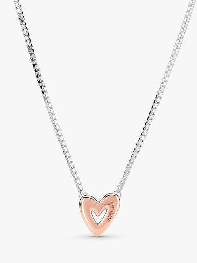 Funkelnde Freehand-Herz-Halskette – Sterlingsilber, 14 Karat Roségold-Beschichtung Funkelnde Freehand-Herz-Halskette – Sterlingsilber, 14 Karat Roségold-Beschichtung