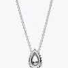 Funkelnde Halskette mit Birnenanhänger und Halo-Rahmen aus Sterlingsilber Funkelnde Halskette mit Birnenanhänger und Halo-Rahmen aus Sterlingsilber