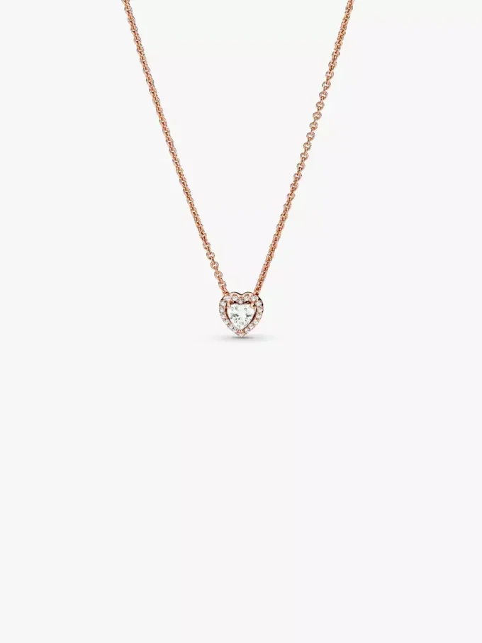 Funkelnde Herz-Collier-Halskette, 14 Karat Roségold-Beschichtung Funkelnde Herz-Collier-Halskette, 14 Karat Roségold-Beschichtung