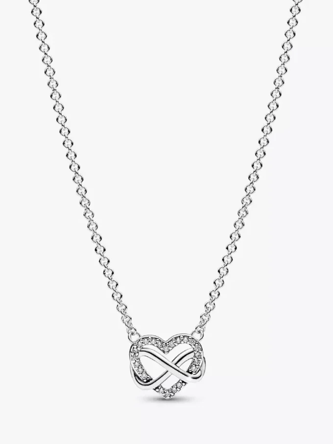 Funkelnde Infinity-Herz-Halskette aus Sterlingsilber
