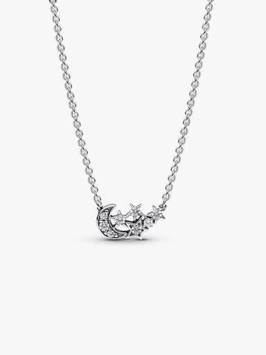 Funkelnde Mond- und Stern-Halskette – Sterlingsilber Funkelnde Mond- und Stern-Halskette – Sterlingsilber
