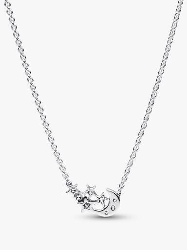 Funkelnde Mond- und Stern-Halskette – Sterlingsilber Funkelnde Mond- und Stern-Halskette – Sterlingsilber