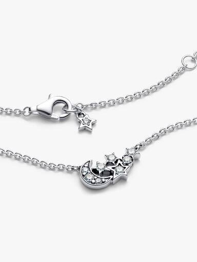 Funkelnde Mond- und Stern-Halskette – Sterlingsilber Funkelnde Mond- und Stern-Halskette – Sterlingsilber