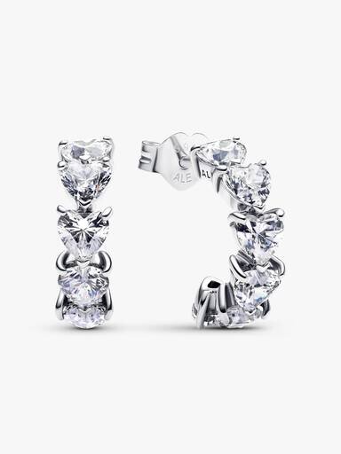 Funkelnde offene Ohrringe mit Herzen – Sterlingsilber Funkelnde offene Ohrringe mit Herzen – Sterlingsilber