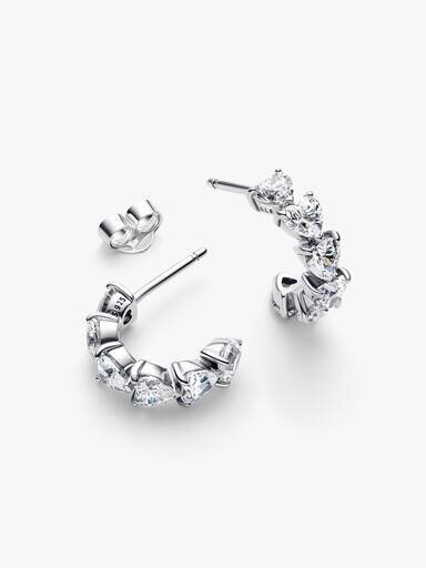 Funkelnde offene Ohrringe mit Herzen – Sterlingsilber Funkelnde offene Ohrringe mit Herzen – Sterlingsilber