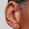Funkelnde rosa Schleifen-Ohrringe aus Sterlingsilber Funkelnde rosa Schleifen-Ohrringe aus Sterlingsilber