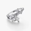 Funkelnder asymmetrischer Herbarium-Cluster-Ring – Sterlingsilber