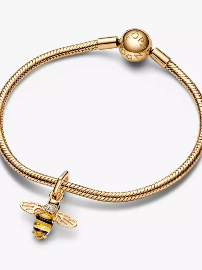 Funkelnder Bienen-Dangle Charm, 14-karätig vergoldet Funkelnder Bienen-Dangle Charm, 14-karätig vergoldet