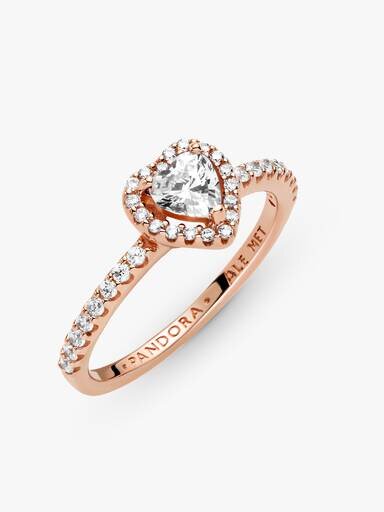 Funkelnder blauer Ring mit erhabenem Herz – 14 Karat Roségold-Beschichtung Funkelnder blauer Ring mit erhabenem Herz – 14 Karat Roségold-Beschichtung