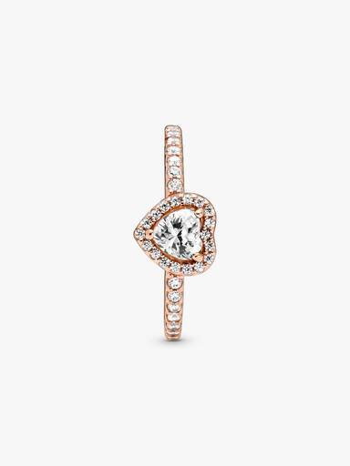 Funkelnder blauer Ring mit erhabenem Herz – 14 Karat Roségold-Beschichtung Funkelnder blauer Ring mit erhabenem Herz – 14 Karat Roségold-Beschichtung