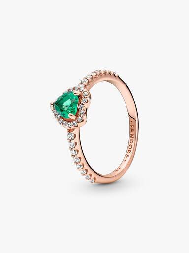 Funkelnder blauer Ring mit erhabenem Herz – 14 Karat Roségold-Beschichtung Funkelnder blauer Ring mit erhabenem Herz – 14 Karat Roségold-Beschichtung
