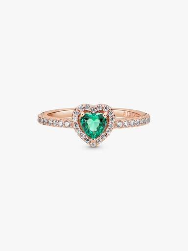 Funkelnder blauer Ring mit erhabenem Herz – 14 Karat Roségold-Beschichtung Funkelnder blauer Ring mit erhabenem Herz – 14 Karat Roségold-Beschichtung