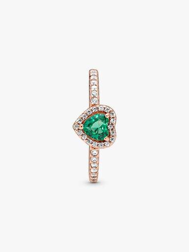 Funkelnder blauer Ring mit erhabenem Herz – 14 Karat Roségold-Beschichtung Funkelnder blauer Ring mit erhabenem Herz – 14 Karat Roségold-Beschichtung
