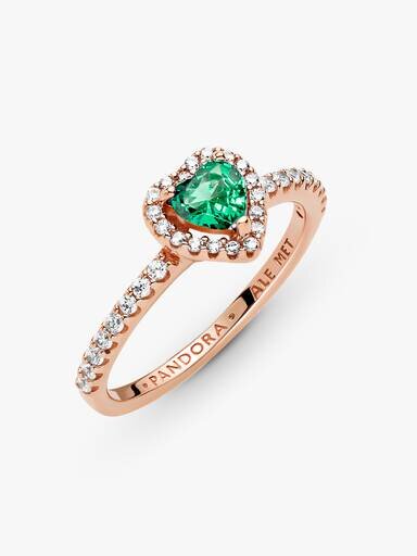 Funkelnder blauer Ring mit erhabenem Herz – 14 Karat Roségold-Beschichtung Funkelnder blauer Ring mit erhabenem Herz – 14 Karat Roségold-Beschichtung
