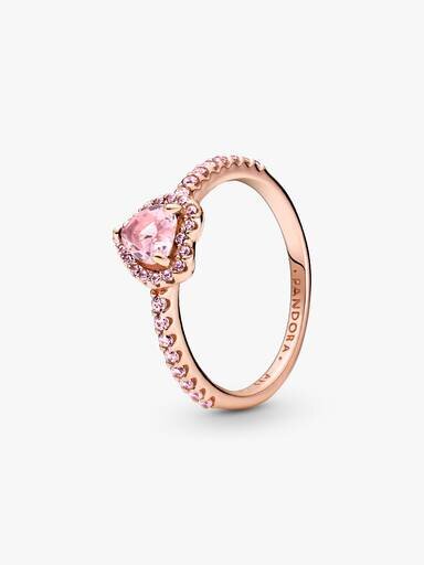 Funkelnder blauer Ring mit erhabenem Herz – 14 Karat Roségold-Beschichtung Funkelnder blauer Ring mit erhabenem Herz – 14 Karat Roségold-Beschichtung