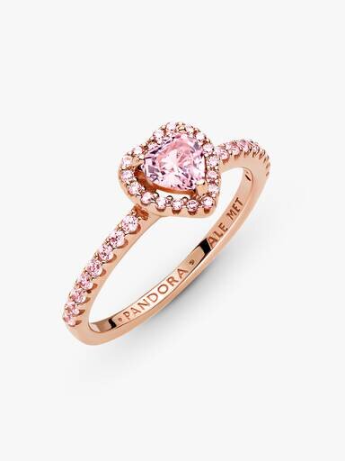 Funkelnder blauer Ring mit erhabenem Herz – 14 Karat Roségold-Beschichtung Funkelnder blauer Ring mit erhabenem Herz – 14 Karat Roségold-Beschichtung