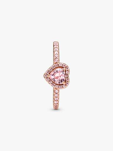 Funkelnder blauer Ring mit erhabenem Herz – 14 Karat Roségold-Beschichtung Funkelnder blauer Ring mit erhabenem Herz – 14 Karat Roségold-Beschichtung