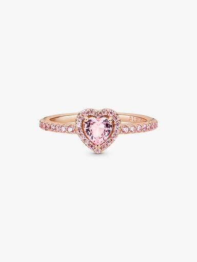 Funkelnder blauer Ring mit erhabenem Herz – 14 Karat Roségold-Beschichtung Funkelnder blauer Ring mit erhabenem Herz – 14 Karat Roségold-Beschichtung